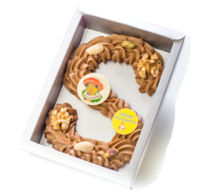 Diabeet, gespoten roomchocoladeletter